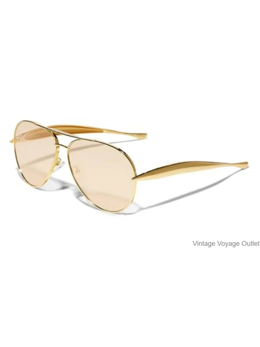 Retro Oversized Aviator Sunglasses - Gold Metal Frame UV400